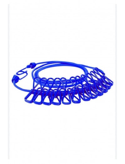 12 Mandallı Elastik Çamaşır İpi Mandalları Hareket Ettirilebilir 180 CM