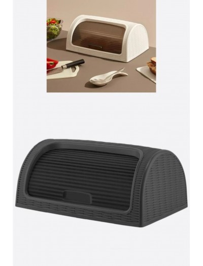 Ekmek Kutusu Füme Renk Sürgülü Ekmek Saklama Kabı