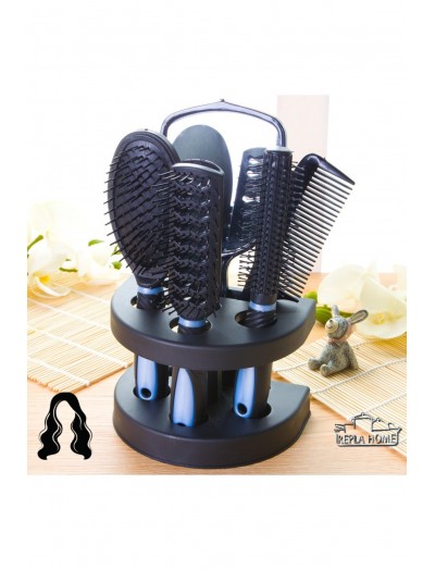 Standlı 5 Li Tarak Fırça Seti Mavi - Çeyizlik